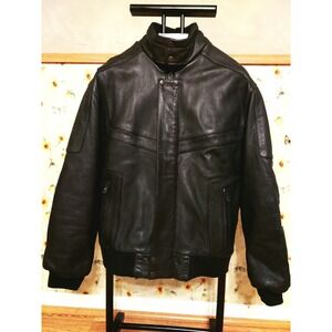 True vintage 1980's First Genuine Leather Motorcycle Highway Jacket Men's Size S